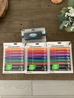 3 Office Depot Multicolor Easel Pad Markers with Black Dry Erase Eraser